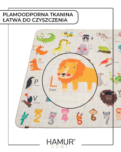 Mata edukacyjna do raczkowania i zabawy dla dzieci i niemowląt 150x150 cm ANIMALS