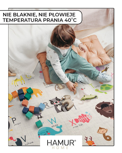 Mata edukacyjna do raczkowania i zabawy dla dzieci i niemowląt 150x150 cm ANIMALS