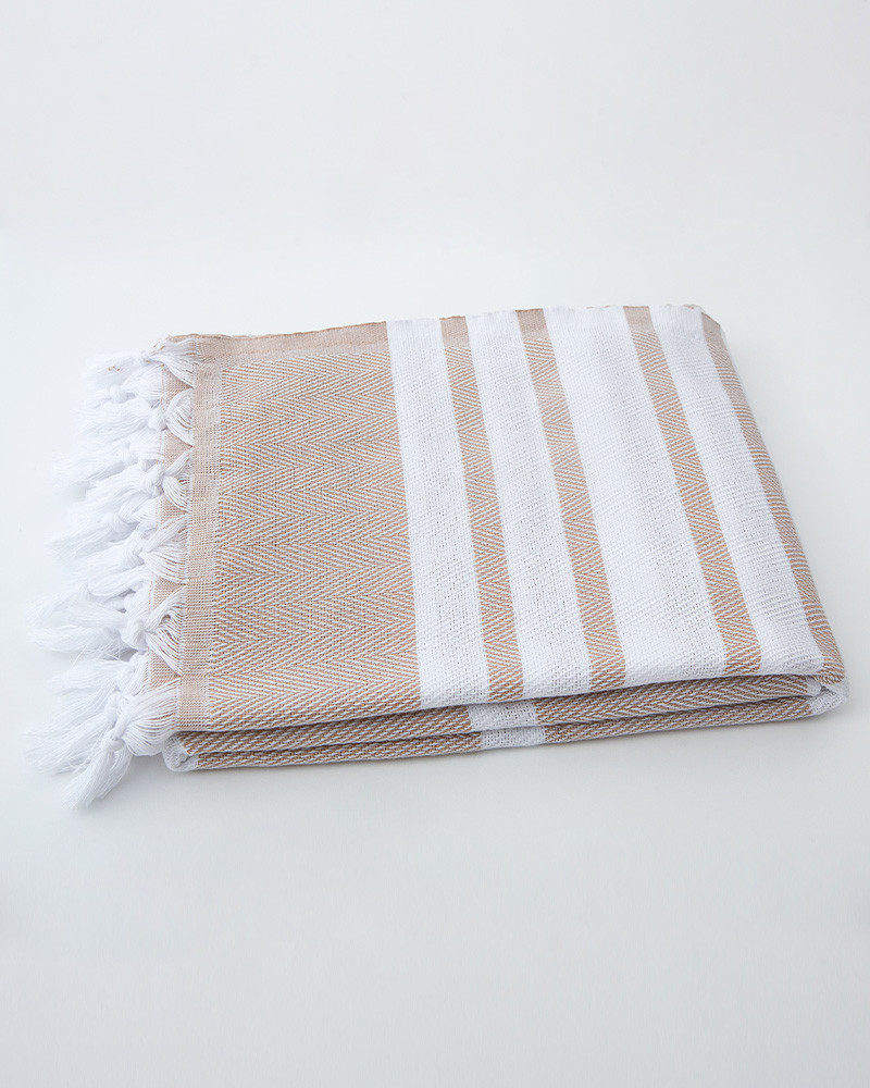 Ręcznik Hamam 100x180 cm z frędzlami beżowy