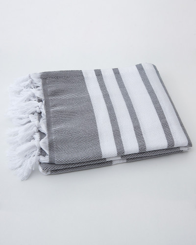 Ręcznik Hamam 100x180 cm z frędzlami szary