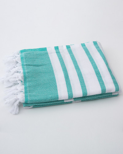Ręcznik Hamam 100x180 cm z frędzlami turkusowy
