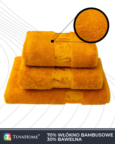 Musztardowy ręcznik bambusowy 500g/m2, 3 rozmiary