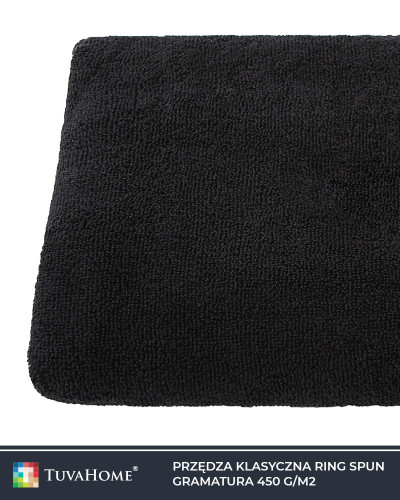 Czarny ręcznik 450g/m2 bawełniany frotte 3 rozmiary