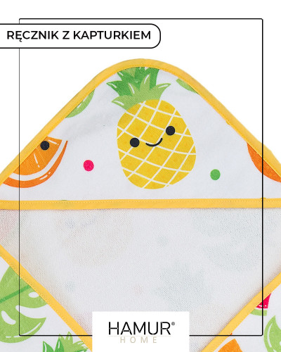 Ręcznik z kapturkiem owocowy wzór Fruit 75x75cm