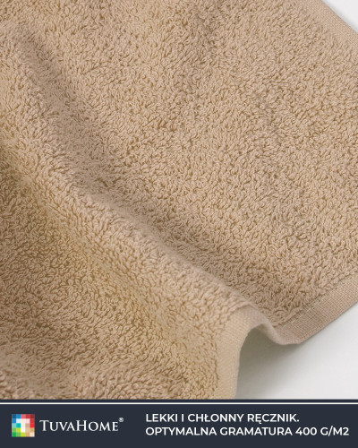 Bawełniany Ręcznik Frotte do rąk, kąpielowy, plażowy Simple beżowy 400g/m2