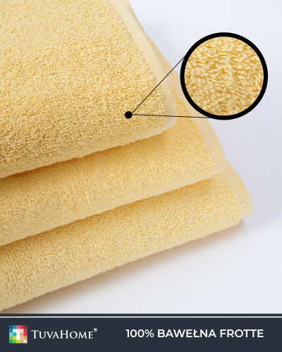 Bawełniany Ręcznik Frotte do rąk, kąpielowy, plażowy Simple żółty 400g/m2