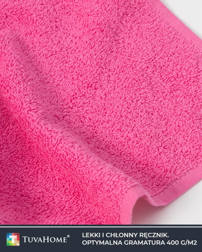 Bawełniany Ręcznik Frotte do rąk, kąpielowy, plażowy Simple różowy 400g/m2