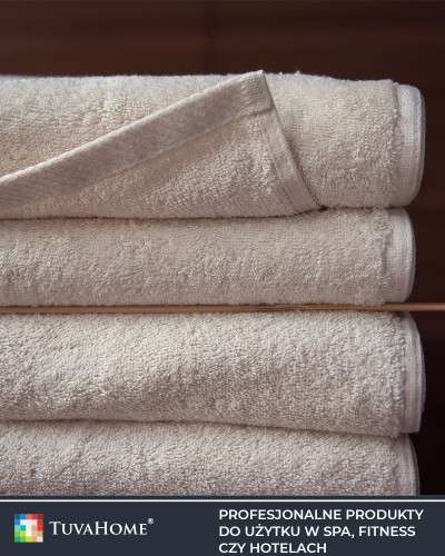 Niebielone Ręczniki Natural Krem 450 g/m2 dla alergika do rąk 50x100 cm, kąpielowy 70x140 cm i ogromny plażowy 100x200 cm