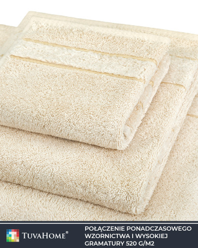 Gruby bawełniany ręcznik frotte Velvet 520g/m2 beż 3 rozmiary