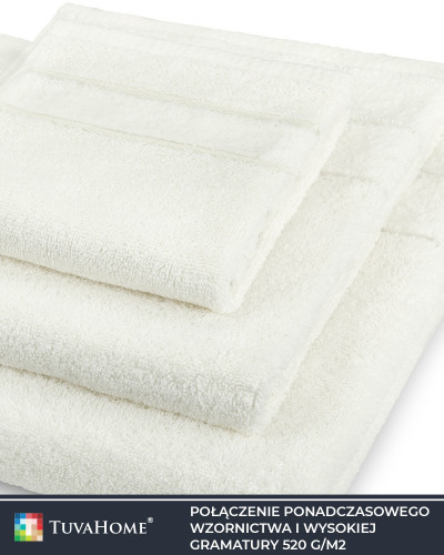 Gruby bawełniany ręcznik kremowy frotte Velvet 520g/m2ecru 3 rozmiary