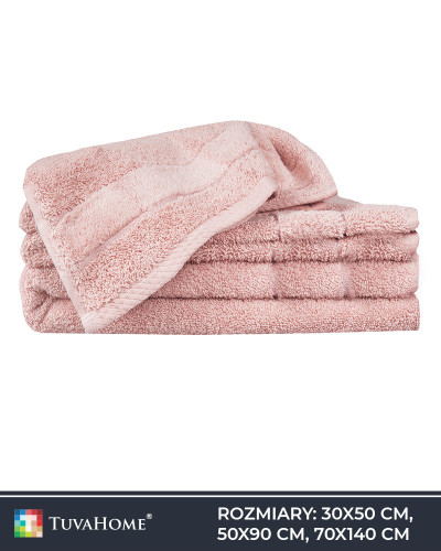 Gruby bawełniany ręcznik frotte Velvet 520g/m2 pudrowy róż 3 rozmiary