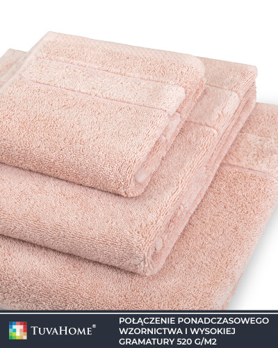 Gruby bawełniany ręcznik frotte Velvet 520g/m2 pudrowy róż 3 rozmiary