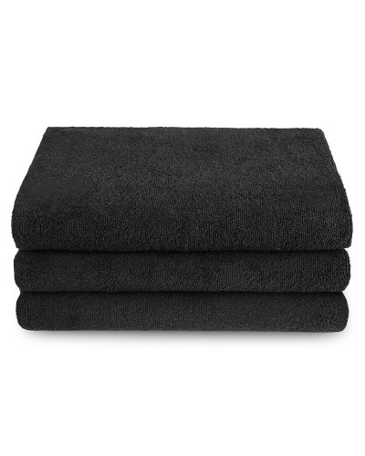 Zestaw 3 szt. Czarnych ręczników bawełnianych frotte 70x140 cm
