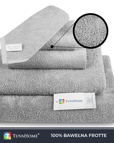 Zestaw 3 szt. Ręczników SPA szare frotte 70x140 cm