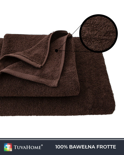 Zestaw 3 szt. ręczników brązowych frotte 90x180 cm