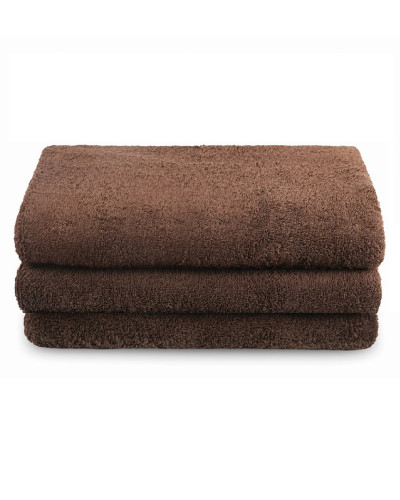 Zestaw 3 szt. ręczników brązowych frotte 90x180 cm