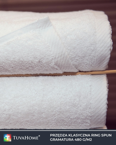 Zestaw 3 szt. Dużych ręczników białe SPA 100x150 cm