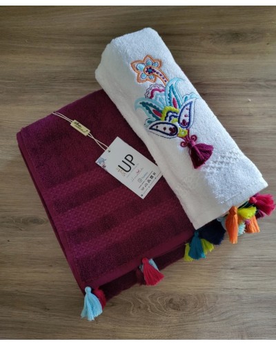 Ręczniki z chwostami w ozdobnym pudełku elagancki prezent Style Up Śliwka