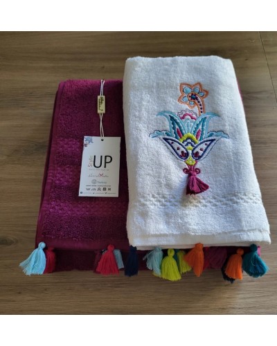 Ręczniki z chwostami w ozdobnym pudełku elagancki prezent Style Up Śliwka