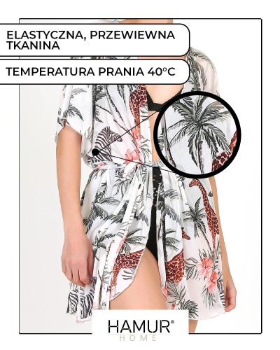Lekkie przewiewne Kimono plażowe Tunika Pareo One Size Tropical