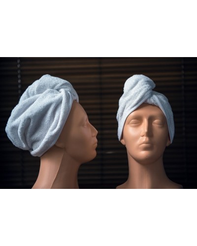 Turban ręcznik do włosów z guziczkiem biały