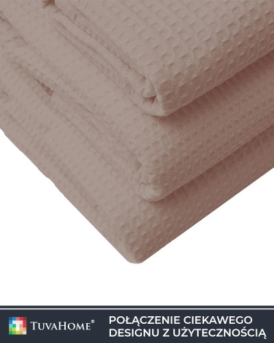 Waflowy ręcznik beżowy pikowany do SPA 100x155cm