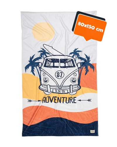 Ręcznik plażowy 80x150 cm z trwałym nadrukiem dla podróżników ADVENTURE - PRZYGODA