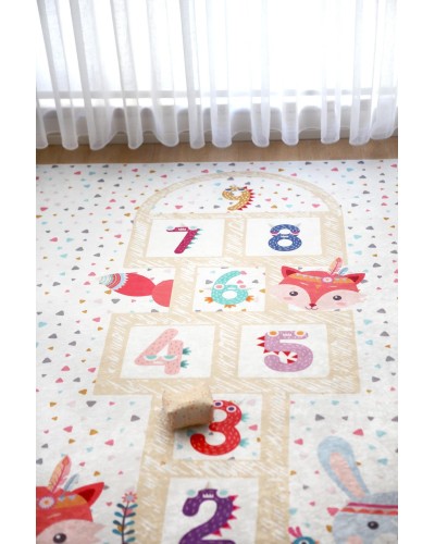 Duży dywan antypoślizgowy mata edukacyjna dla dzieci GRA W KLASY 160x200 cm HOPSCOTCH