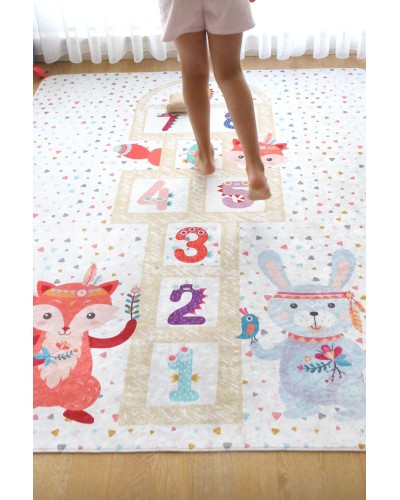 Duży dywan antypoślizgowy mata edukacyjna dla dzieci GRA W KLASY 160x200 cm HOPSCOTCH
