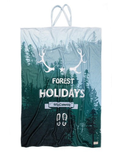 Ręczniko torba 2w1 - Duży Ręcznik Kąpielowy 100x150 cm z nadrukiem w stylu Camping z praktyczną torbą plażową FOREST